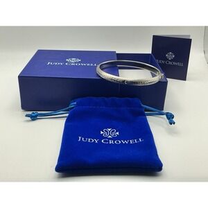 Judy Crowell Sterling Silver Diamond Cut Leaf Bangle Bracelet J437096 NIB